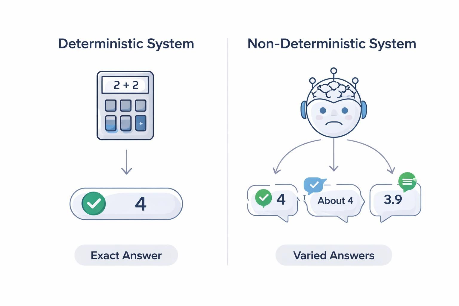 Deterministic calculator vs Non-deterministic AI