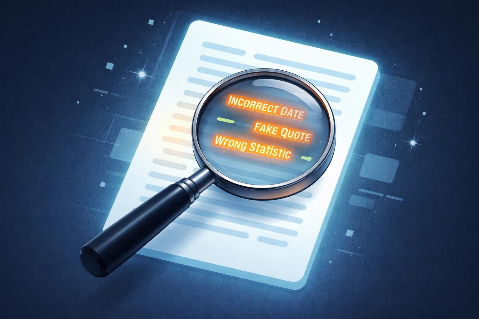 Magnifying glass detecting hallucinations